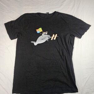 Microsoft Ninja Cat Narwhal Bacon T-Shirt XL Black Rare Employee Tech Geek Promo